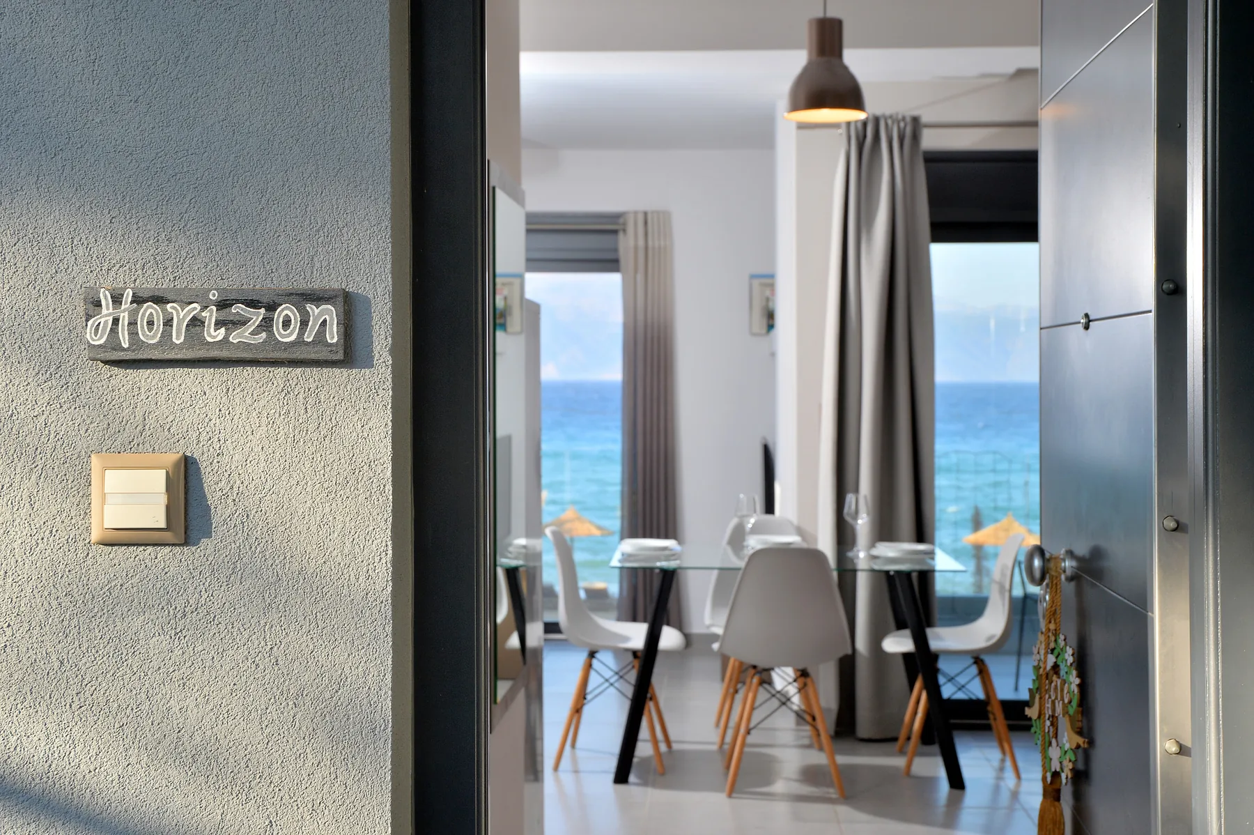 Horizon apartment interior with sea view